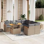 VIDAXL Salon de jardin avec coussins 9 pcs beige resine tressee