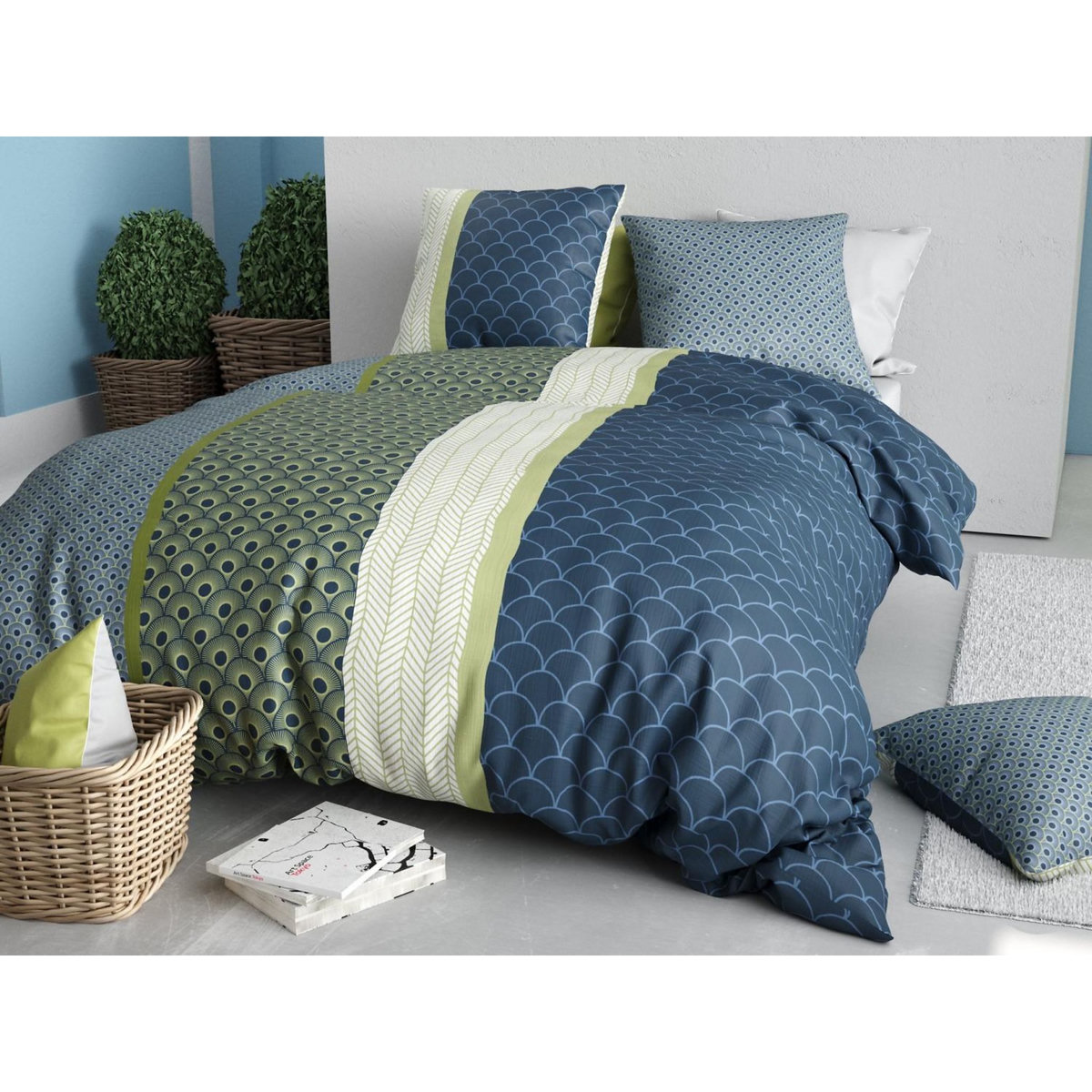 ATELIER DU COTON Parure housse de couette 100% coton 57fils polo