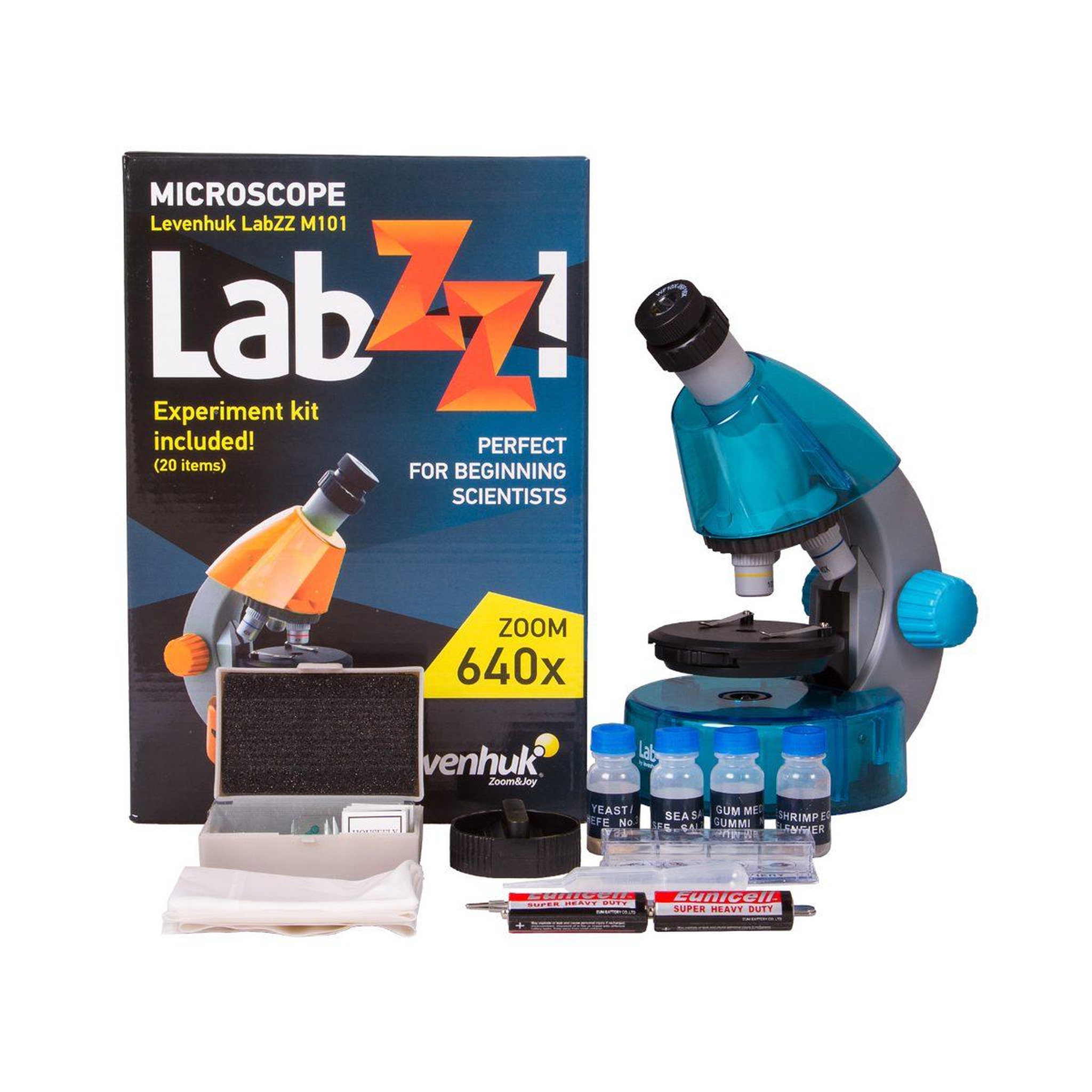 Voir la diapositive 2 : LABZZ Microscope levenhuk  m101 bleu azur