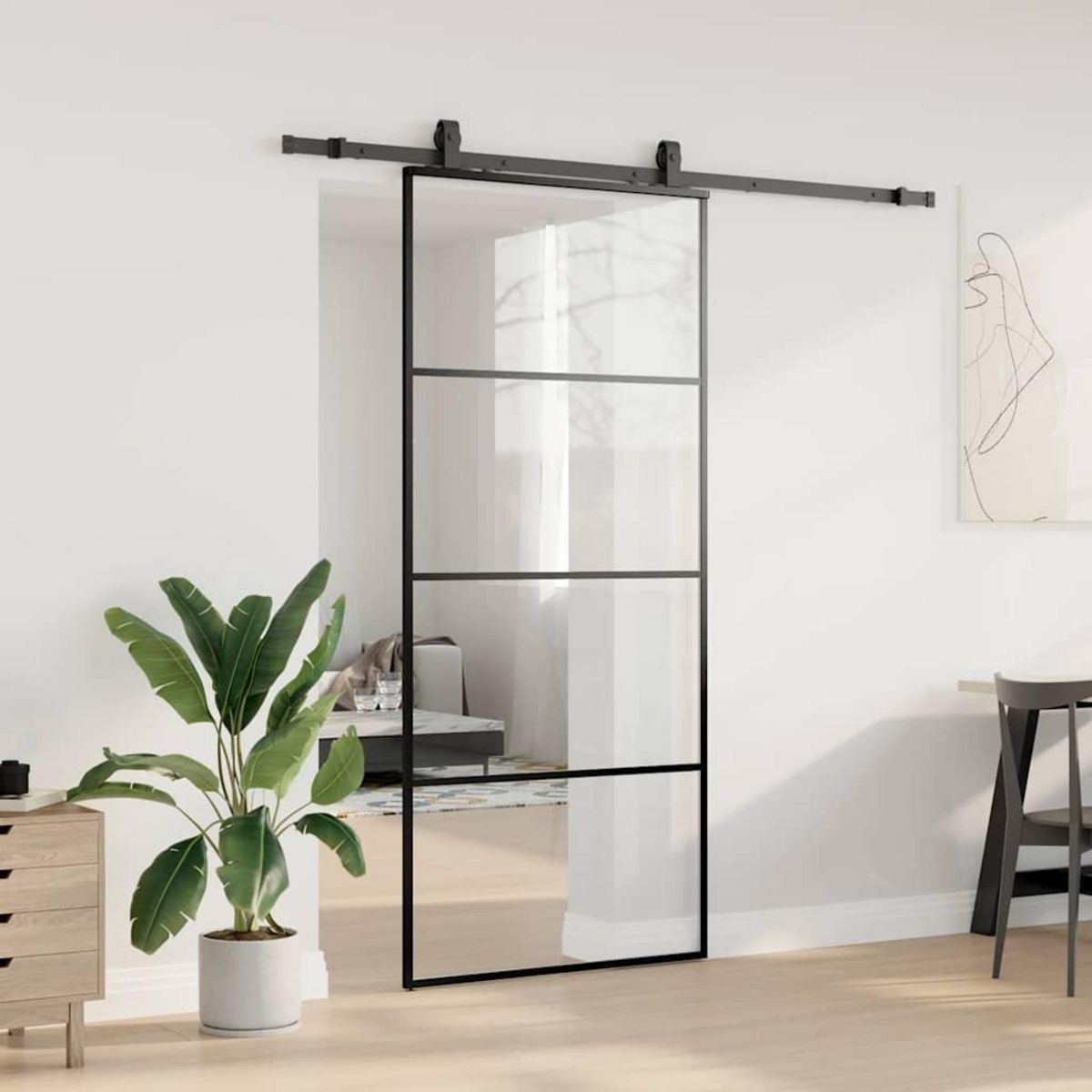 VIDAXL Porte coulissante kit de quincaillerie noir 90x205 cm verre ESG