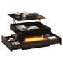 Voir la diapositive 1 : MERAX Table basse relevable carrée noir - 65x65 cm led panneau de particules