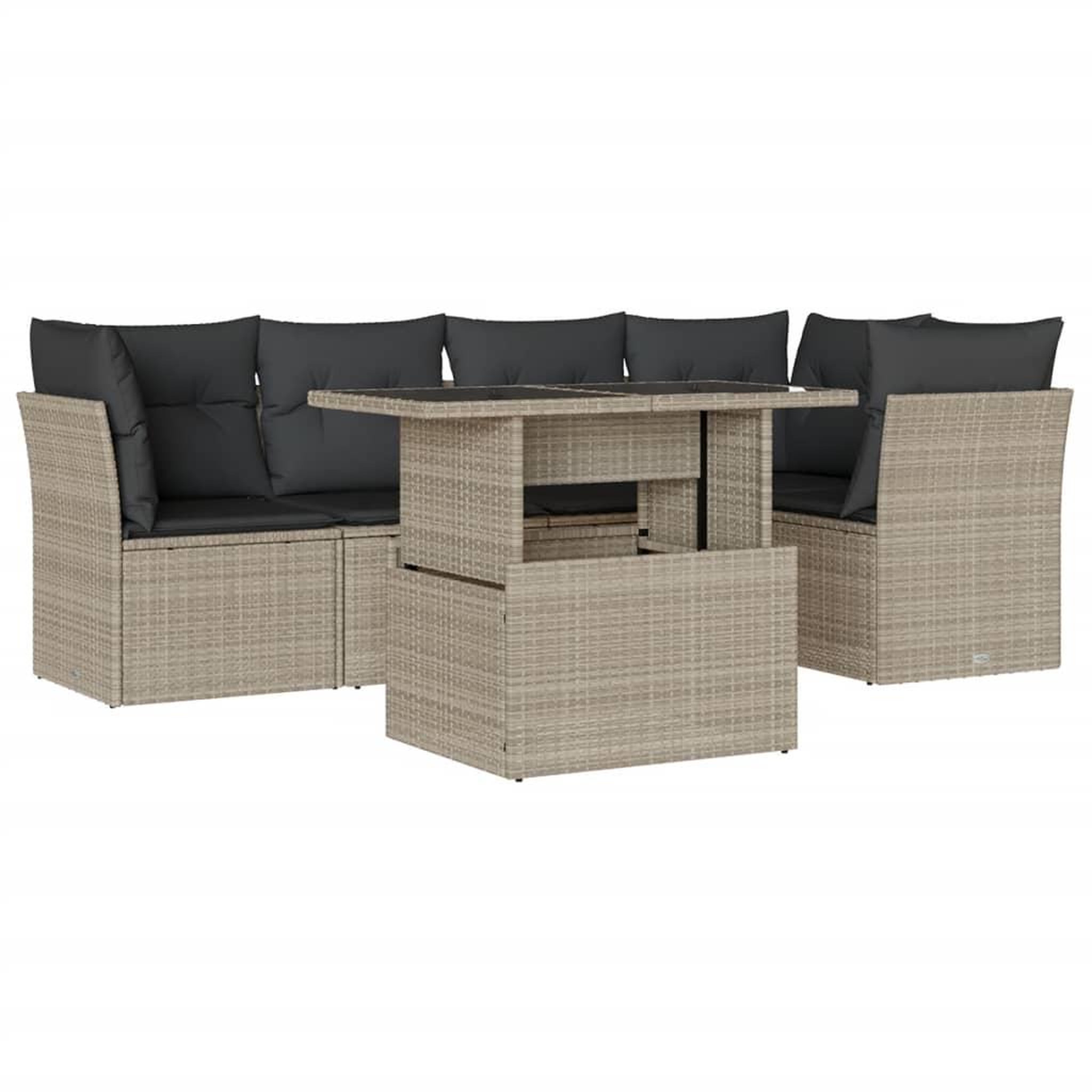 Voir la diapositive 2 : VIDAXL Salon de jardin 6 pcs avec coussins gris clair resine tressee