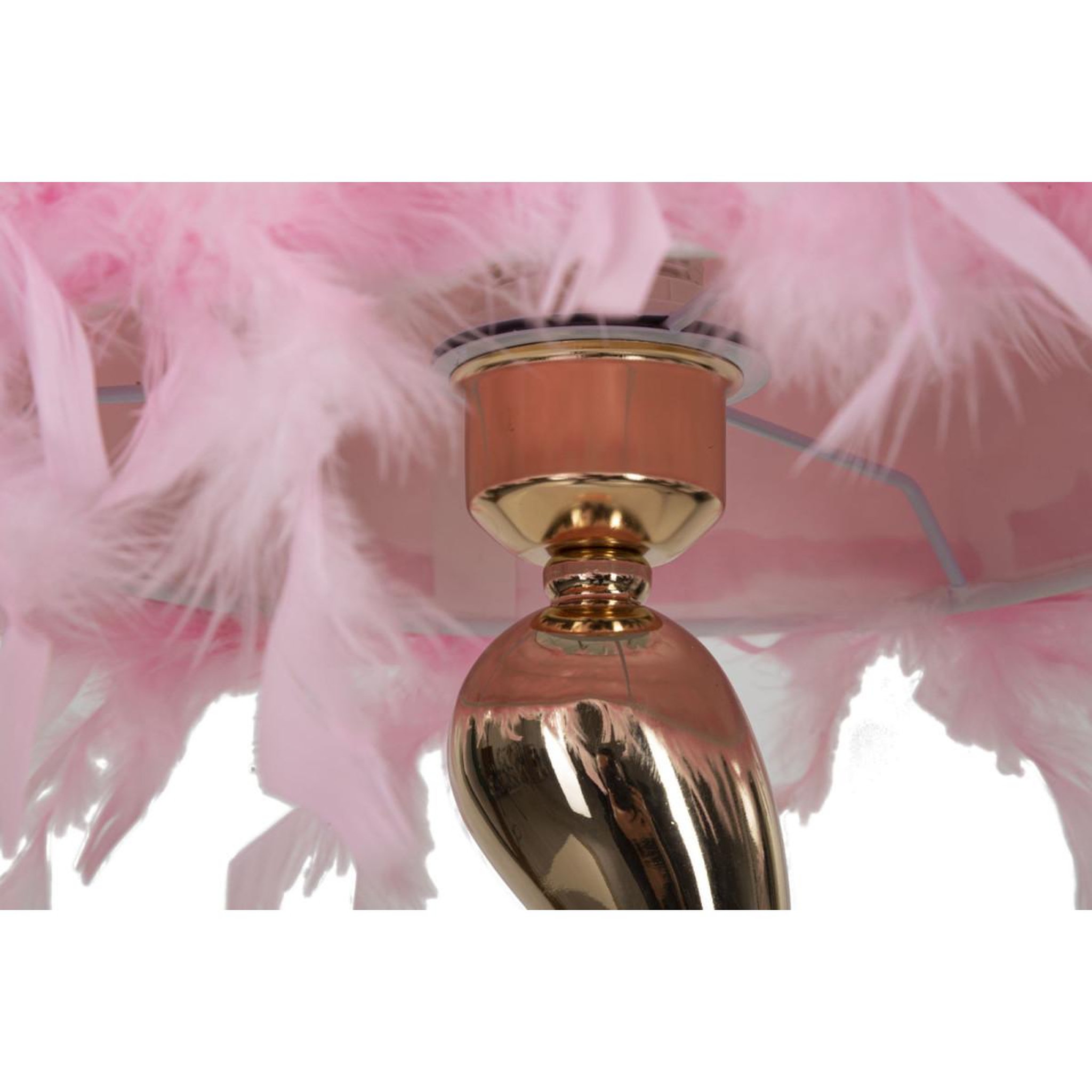 Voir la diapositive 2 : Paris Prix Lampe à poser imitation plume  cart  47cm or & rose
