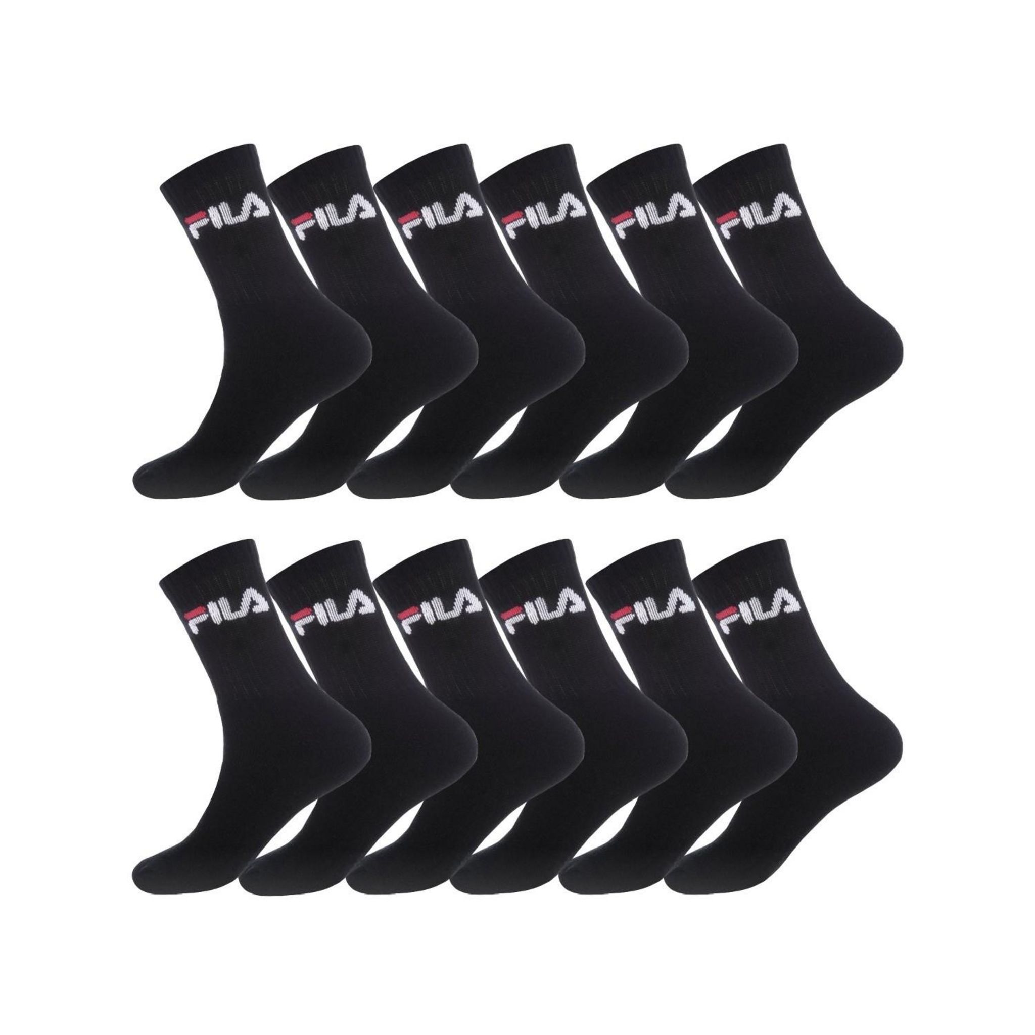 FILA Lot de 12 Paires de Chaussettes Tennis. Coloris disponibles : Noir