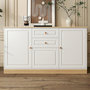 Voir la diapositive 2 : MERAX Buffet 3 porte(s) 2 tiroir(s) - 135,5 cm blanc panneau de particules