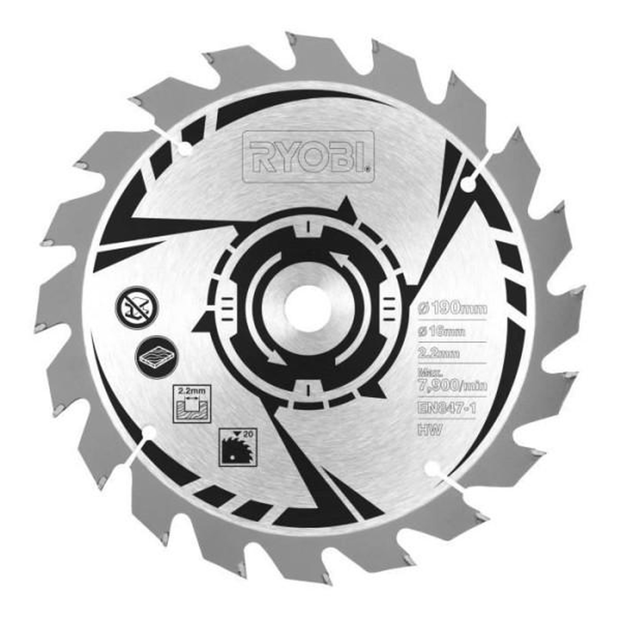 Ryobi RYOBI - Scie circulaire 1 400 W - 1 lame diam. 190 mm 20 dents, 1 guide parallele, 1 buse d'aspiration et clé de service - RCS1