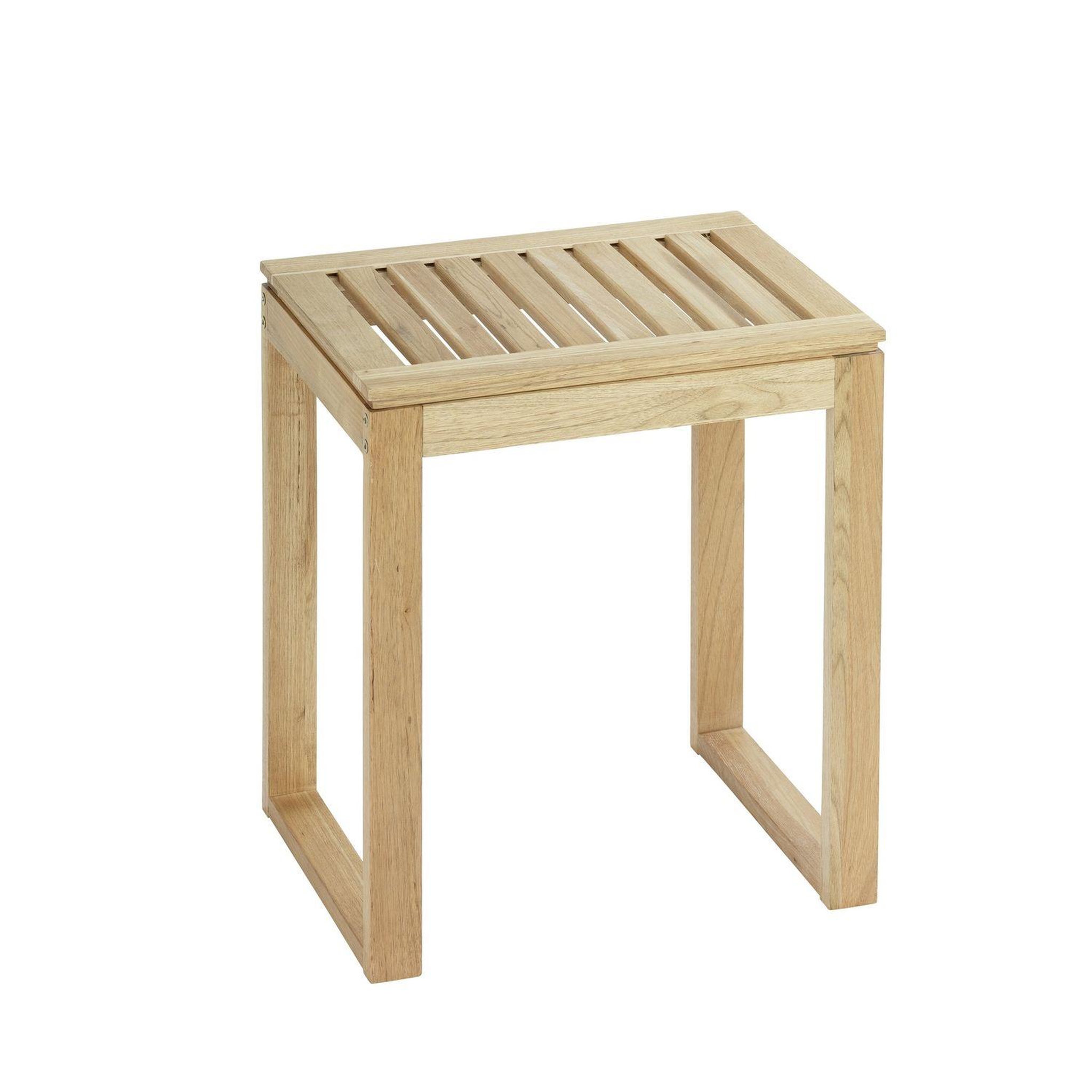 Voir la diapositive 1 : Wenko Tabouret de salle de bain en bois Norway - H. 46 cm - Marron noix