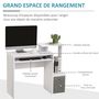 Voir la diapositive 4 : HOMCOM Bureau informatique multimédia étagères tablette clavier panier gris panneaux particules blanc