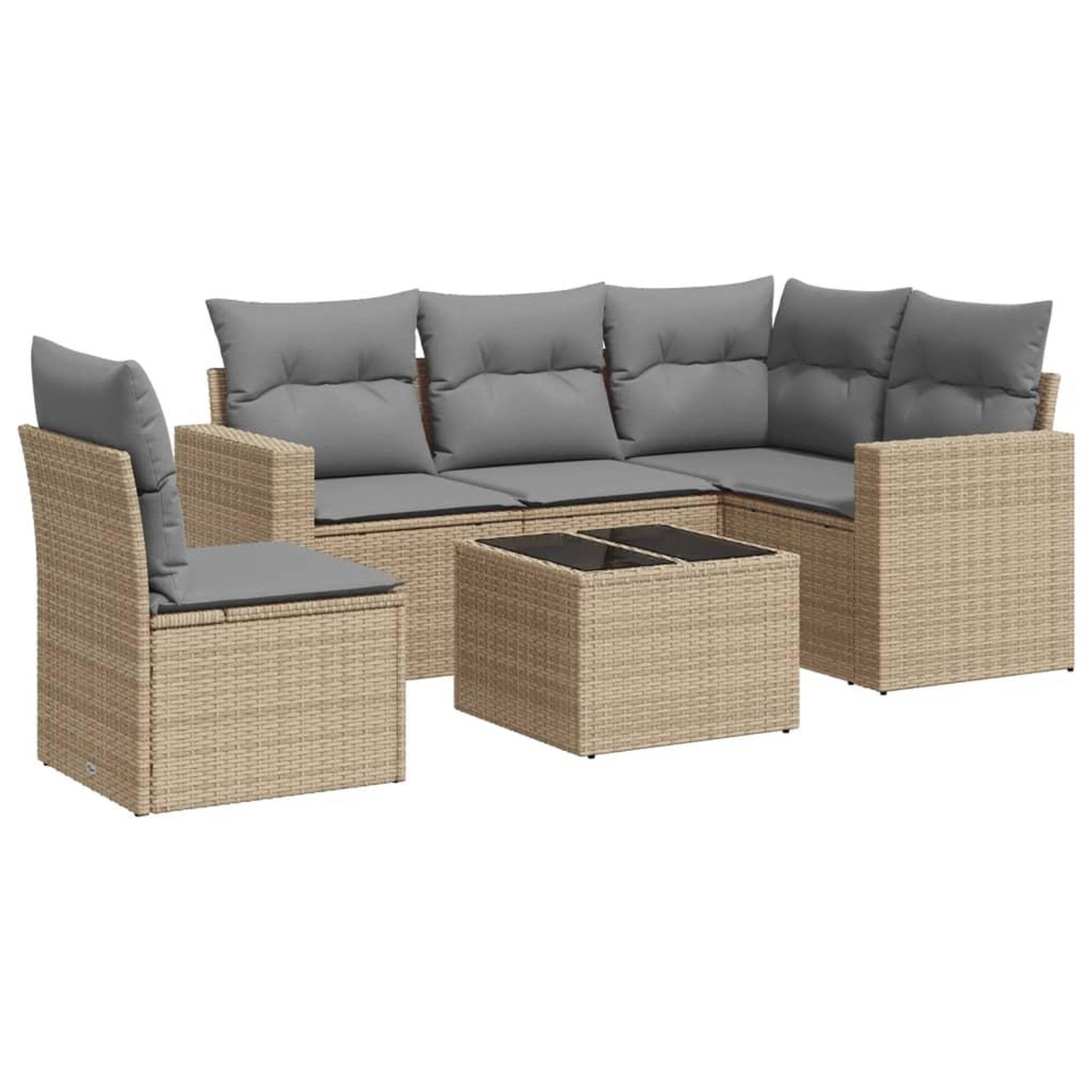 Voir la diapositive 2 : VIDAXL Salon de jardin avec coussins 6 pcs beige resine tressee