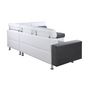 Voir la diapositive 9 : Canapé d'angle 4-5 places fixe avec LED  TOMY- Simili blanc - Microfibre grise - Angle droit