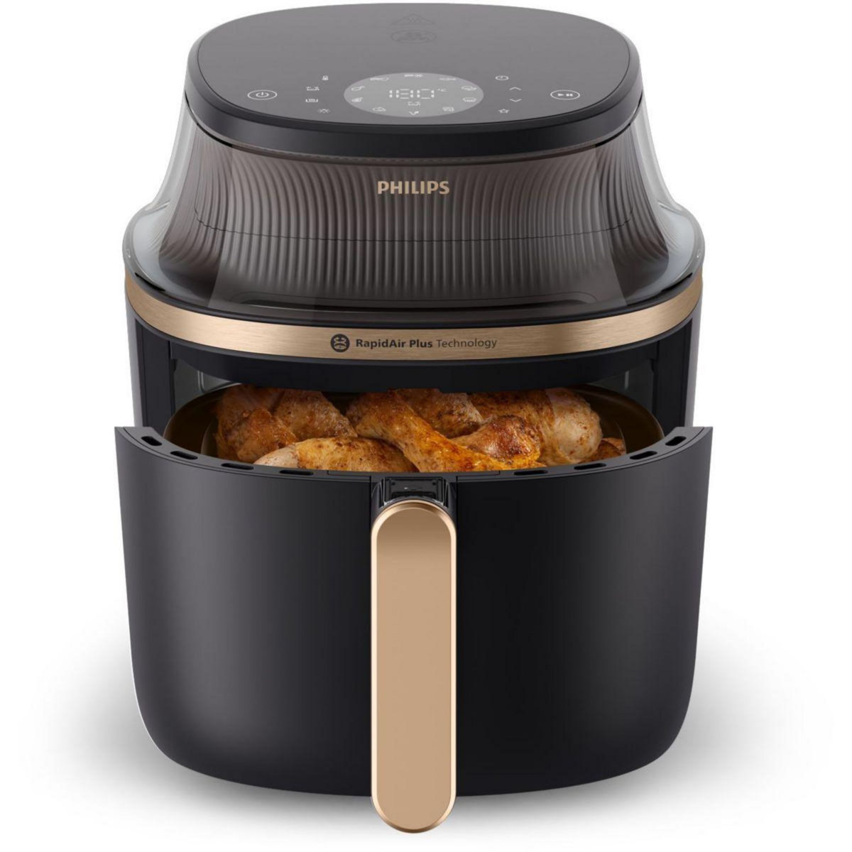 Philips Airfryer NA332/00 Friteuse sans huile avec fenêtre de cuisson Noir/Doré, Série 3000 6.2L