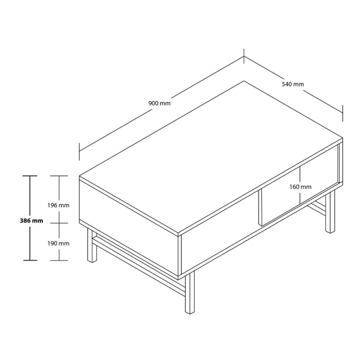 CONCEPT USINE Table basse design bois et travertin avec compartiment TROSA