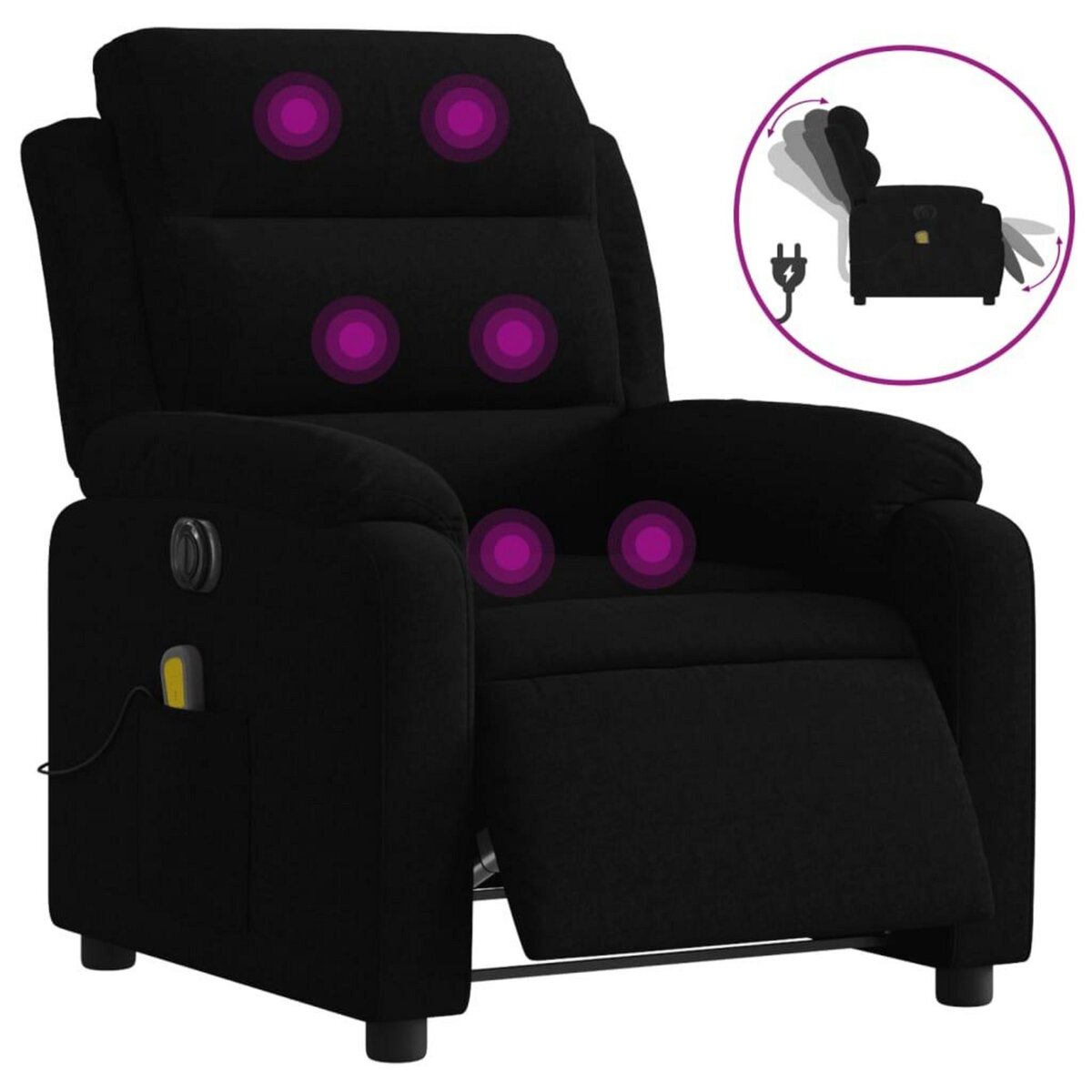 VIDAXL Fauteuil inclinable de massage electrique noir velours