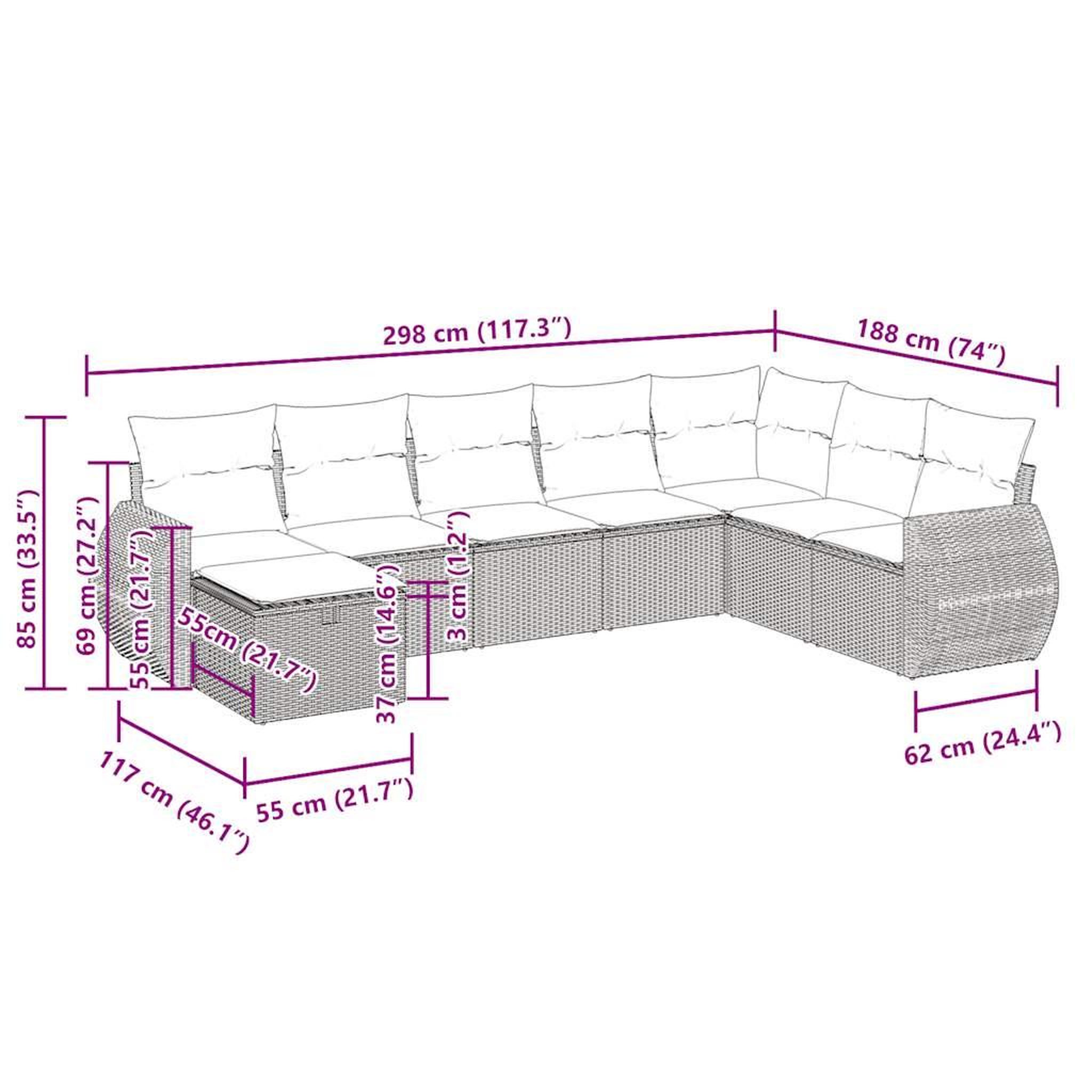 Voir la diapositive 6 : VIDAXL Salon de jardin 8 pcs avec coussins noir resine tressee