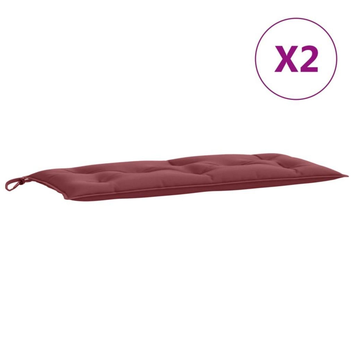 VIDAXL Coussins de banc de jardin lot de 2 rouge bordeaux melange