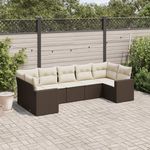 VIDAXL Salon de jardin avec coussins 7 pcs marron resine tressee