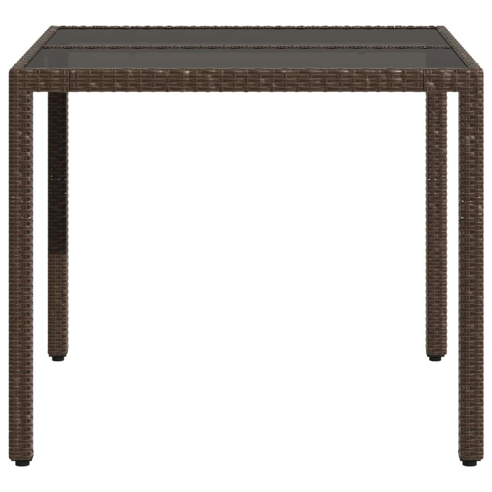 Voir la diapositive 5 : VIDAXL Table de jardin avec dessus en verre marron resine tressee