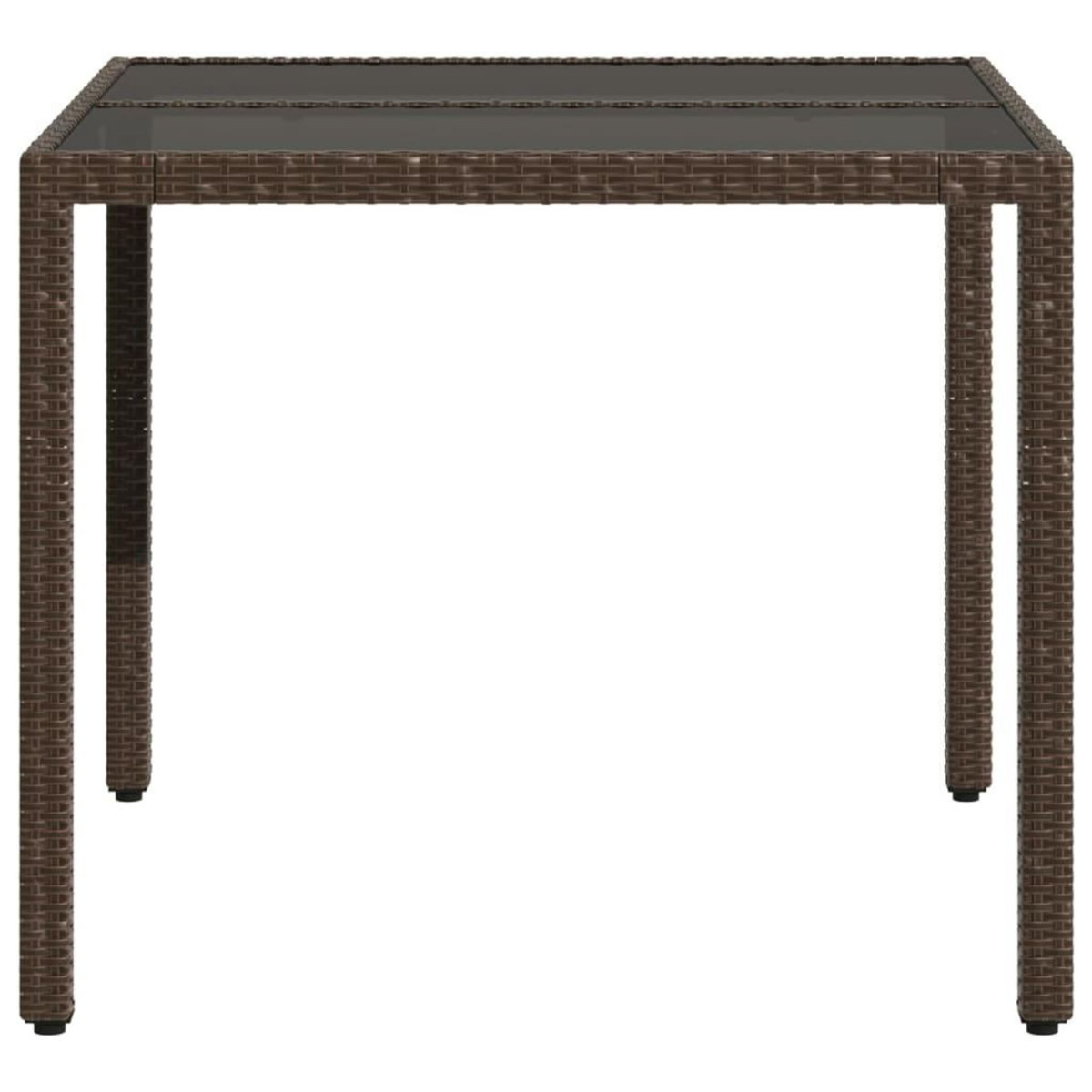 VIDAXL Table de jardin avec dessus en verre marron resine tressee
