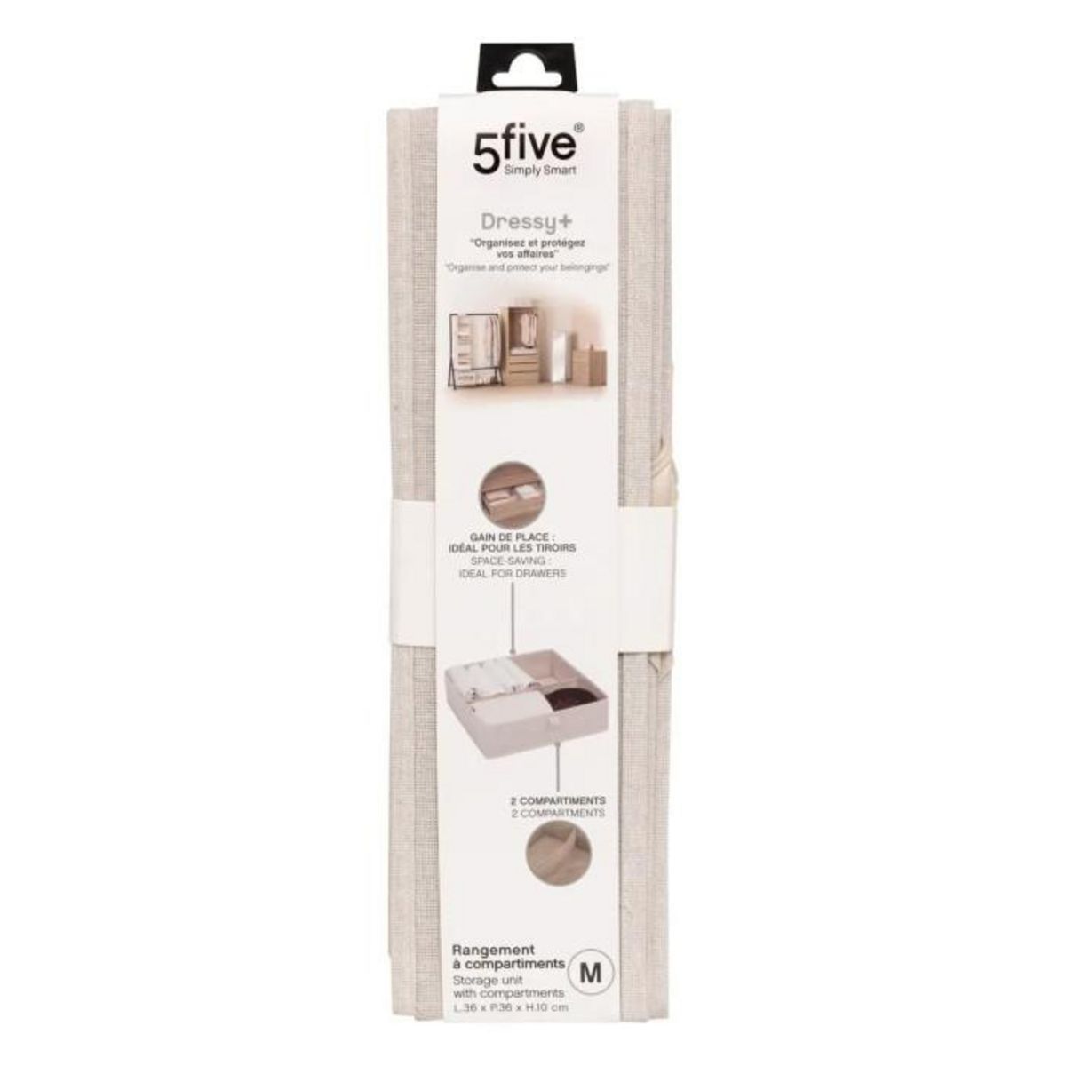 FIVE Rangement Tiroir 2 Compartiments  Dressy  36cm Beige