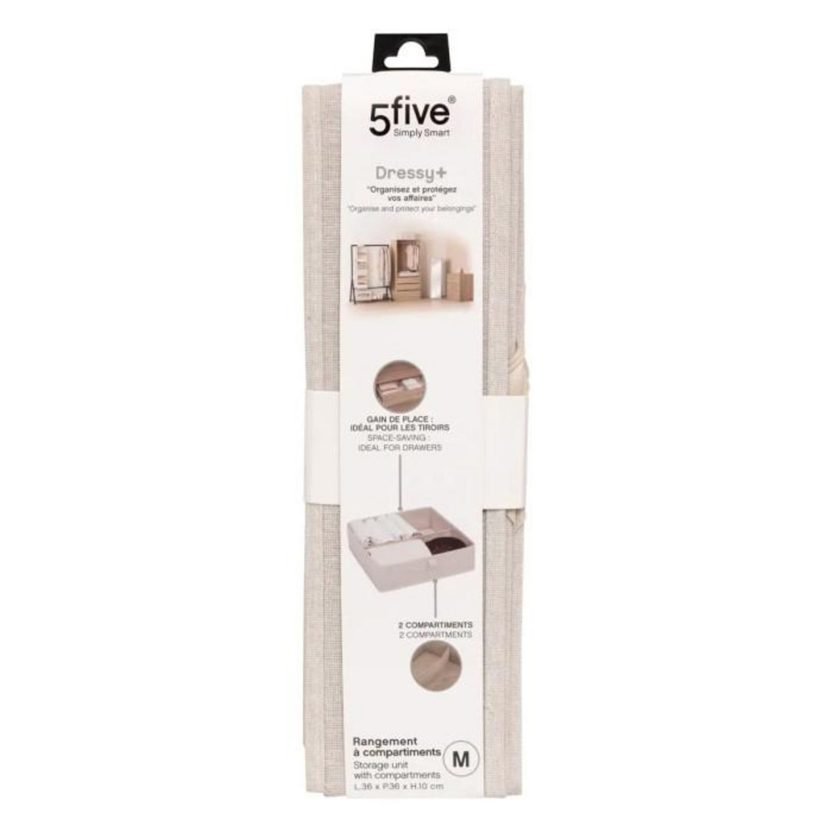 FIVE Rangement Tiroir 2 Compartiments  Dressy  36cm Beige