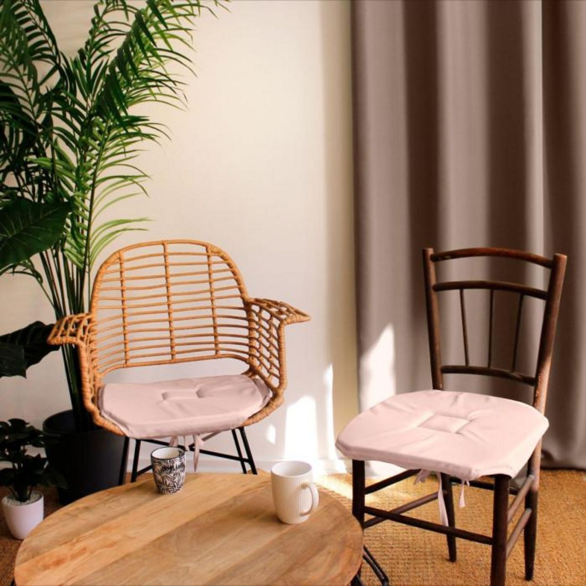 Paris Prix Galette de Chaise Uni  Basic  40x40cm Vieux Rose