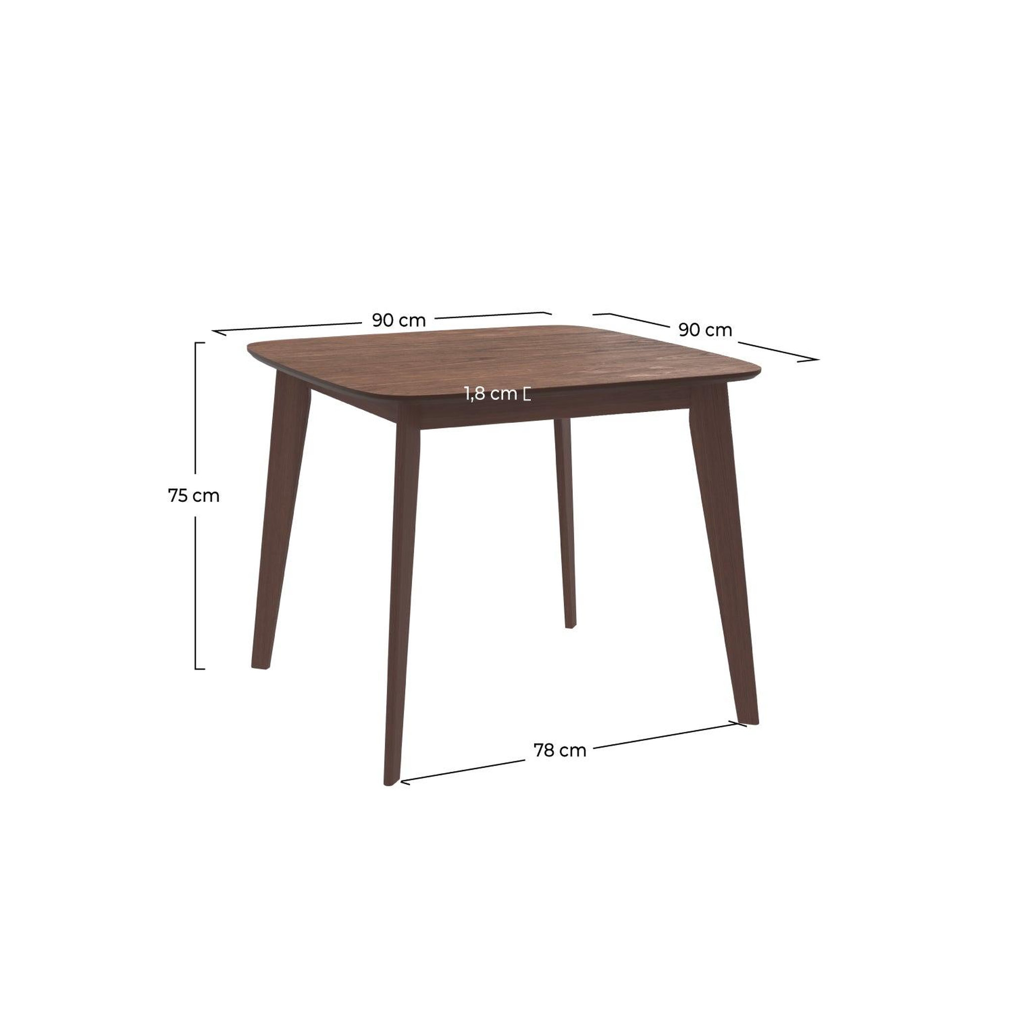 Voir la diapositive 4 : MAISON PAVANE Table carrée 4 personnes en bois foncé finition noyer 90 cm-julio