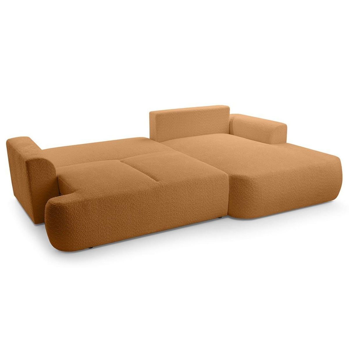 BEST MOBILIER Candela - canapé d'angle droit 4 places - convertible avec coffre - en tissu bouclette