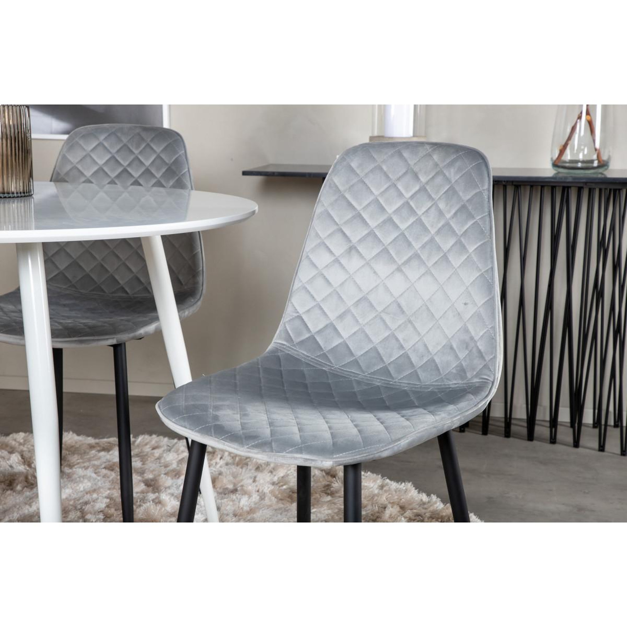 Voir la diapositive 5 : Paris Prix Ensemble table à manger & 4 chaises design  plaza & polar  100cm blanc & gris