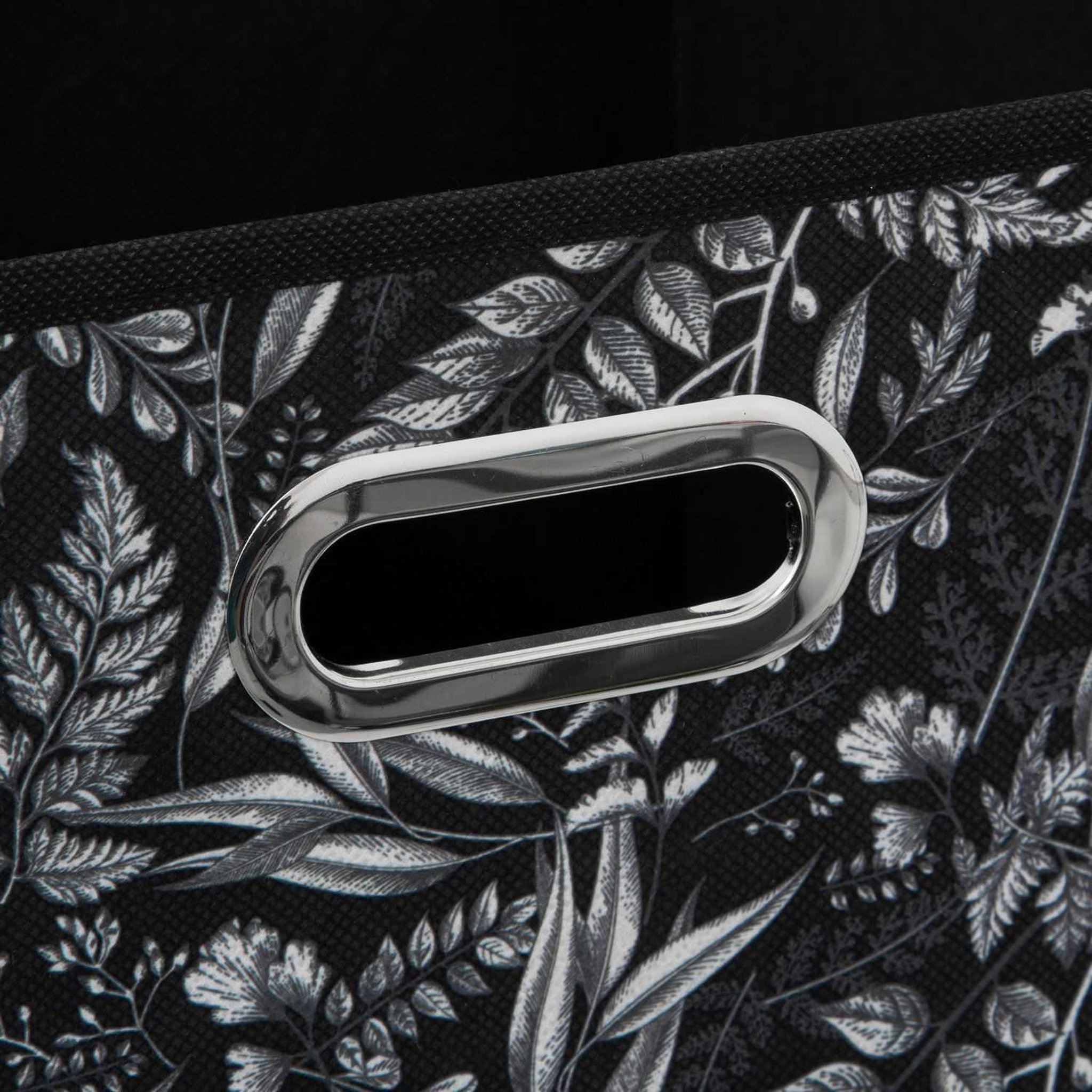 Voir la diapositive 4 : TOILINUX Lot de 6 boites de rangement en tissu botanical - 31x31x31cm - noir