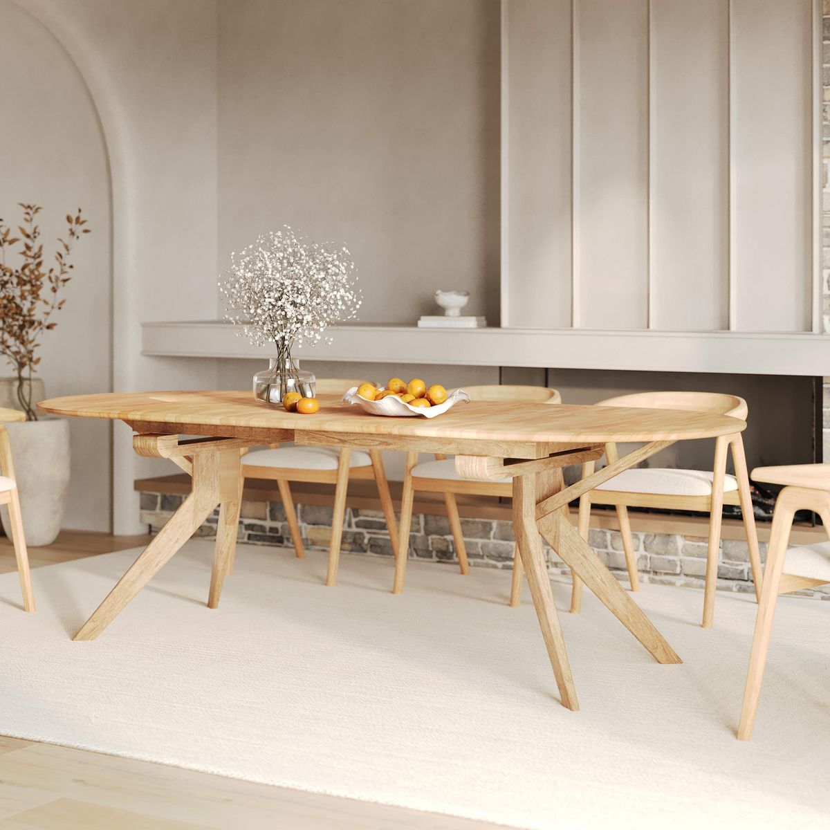 Rendez vous déco Table extensible en bois d'hévéa massif foncé 6 à 10 personnes - Oli