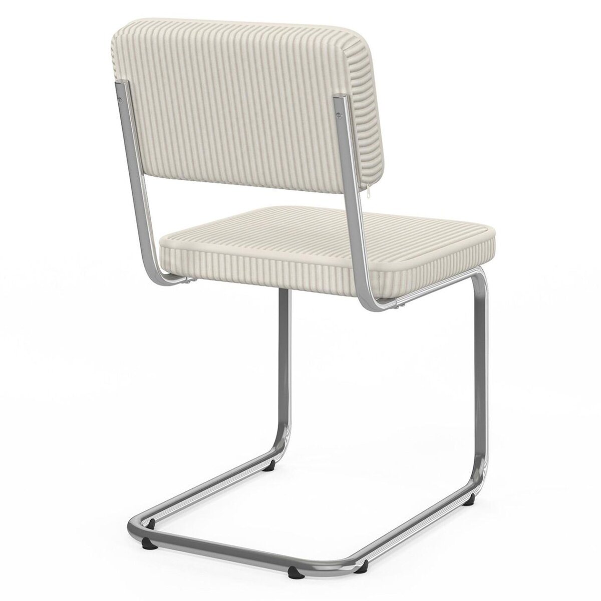 ID MARKET Lot de 4 chaises cantilever NAHE en velours côtelé beige et pied métal