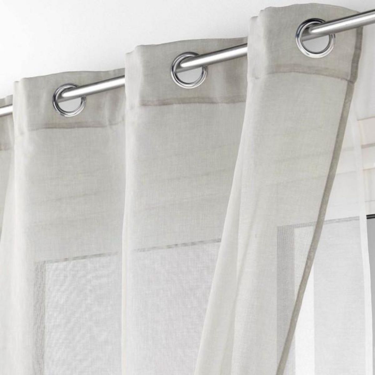 Paris Prix Rideau Voilage à Œillets  Duetto  140x240cm Gris & Blanc