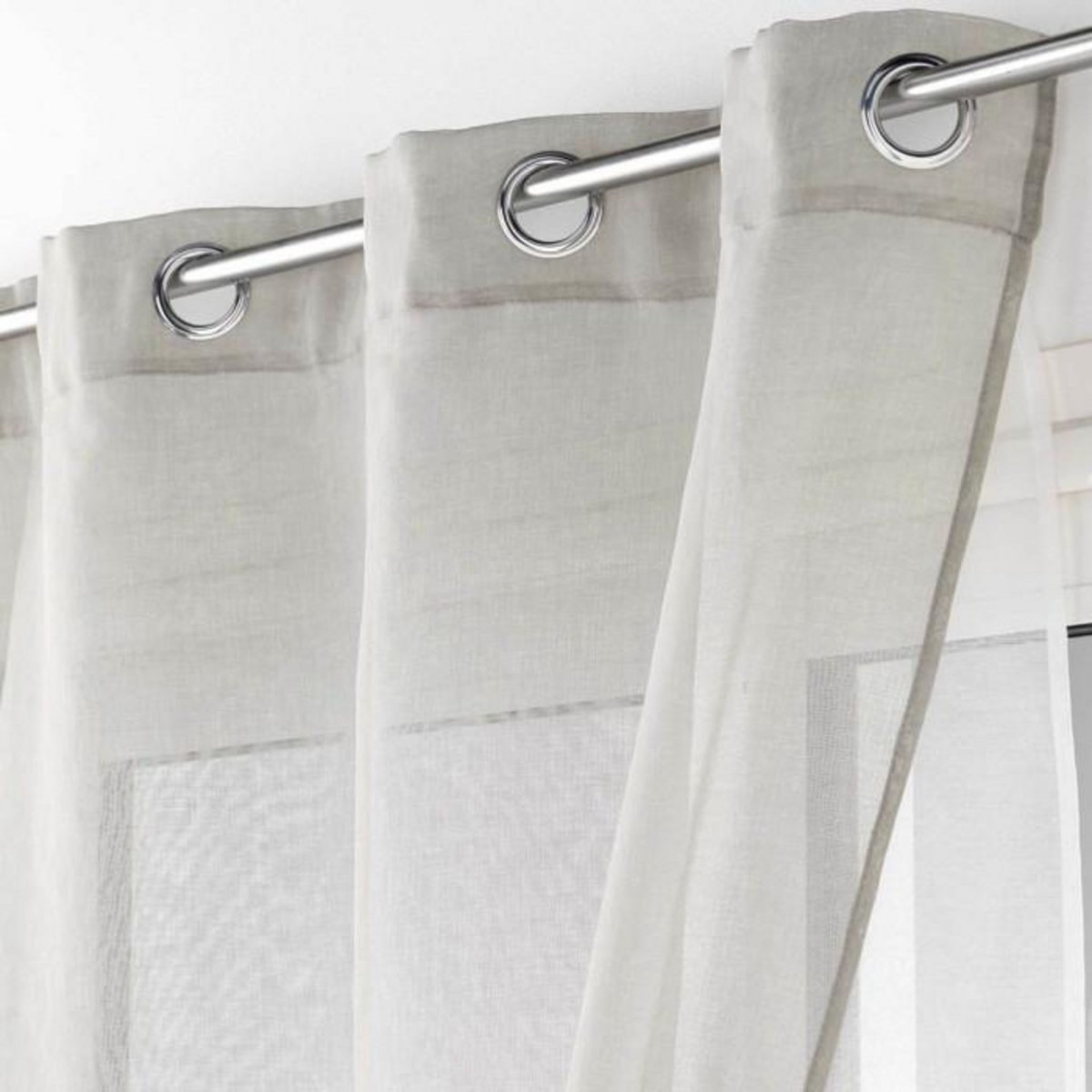 Paris Prix Rideau Voilage à Œillets  Duetto  140x240cm Gris & Blanc