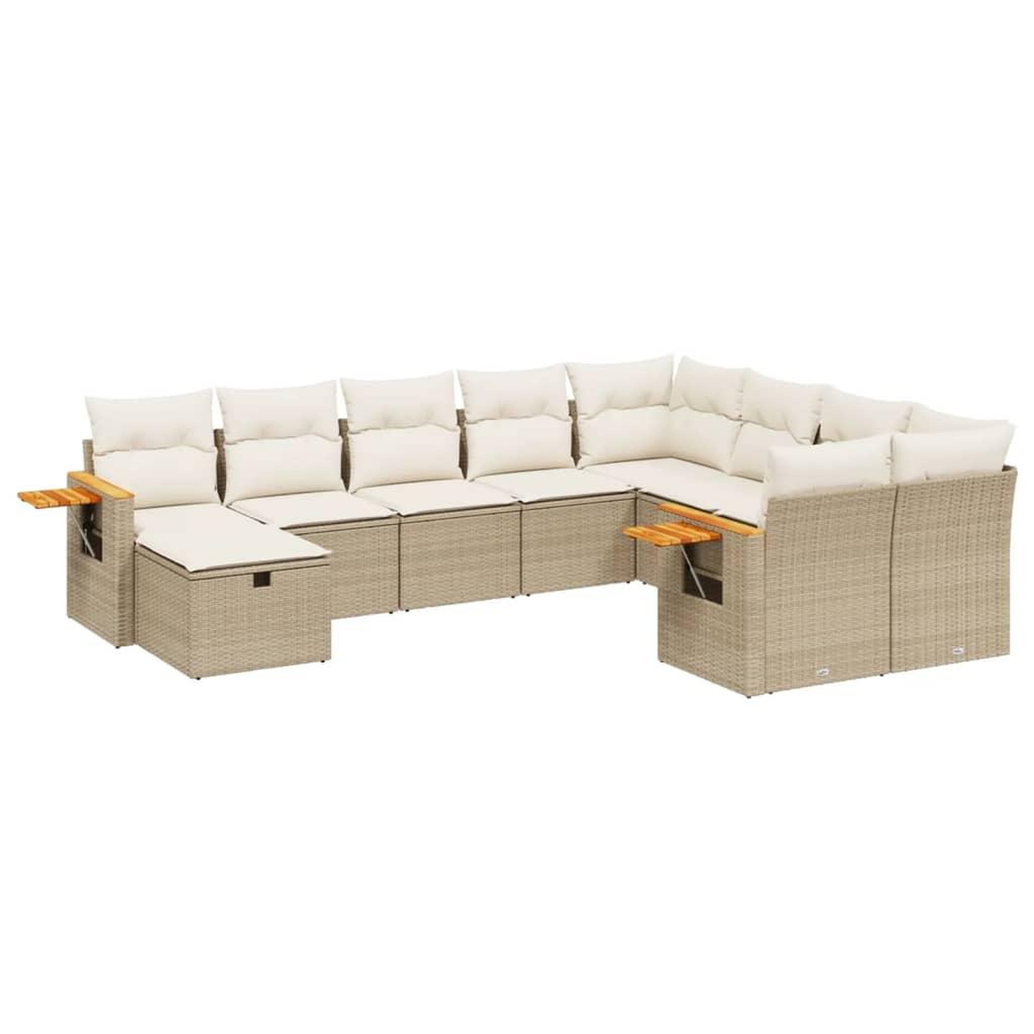 Voir la diapositive 2 : VIDAXL Salon de jardin avec coussins 10 pcs beige resine tressee