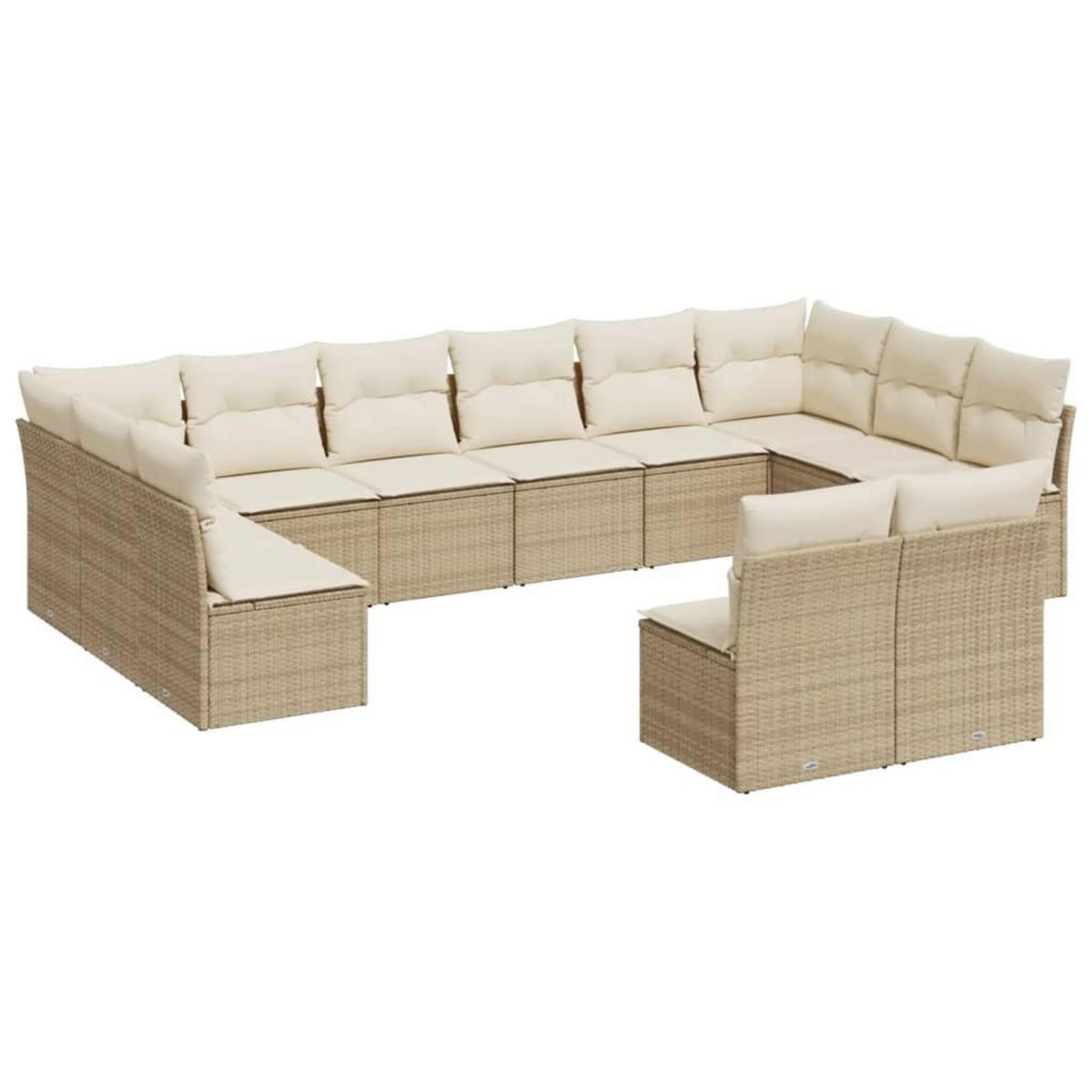 VIDAXL Salon de jardin avec coussins 12 pcs beige resine tressee