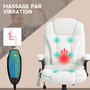 Voir la diapositive 4 : VINSETTO Fauteuil de bureau direction massant chauffant hauteur réglable dossier inclinable effet laine bouclée blanc