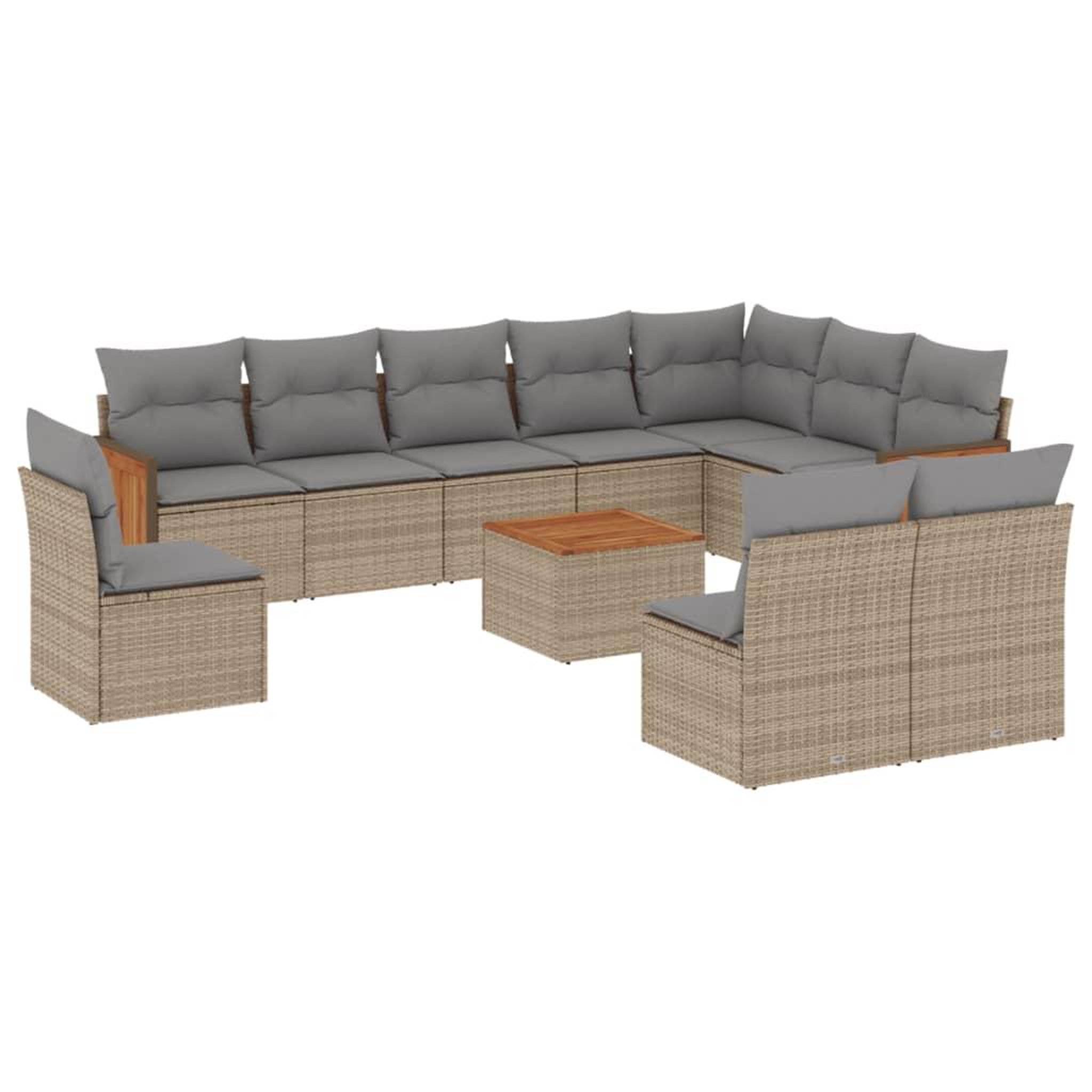 Voir la diapositive 2 : VIDAXL Salon de jardin 11 pcs avec coussins beige resine tressee