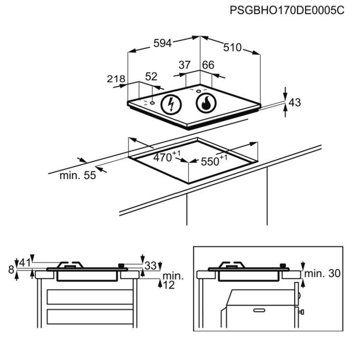 FAURE Table de cuisson gaz 59cm 4 feux 78300w blanc - fgh62414wa