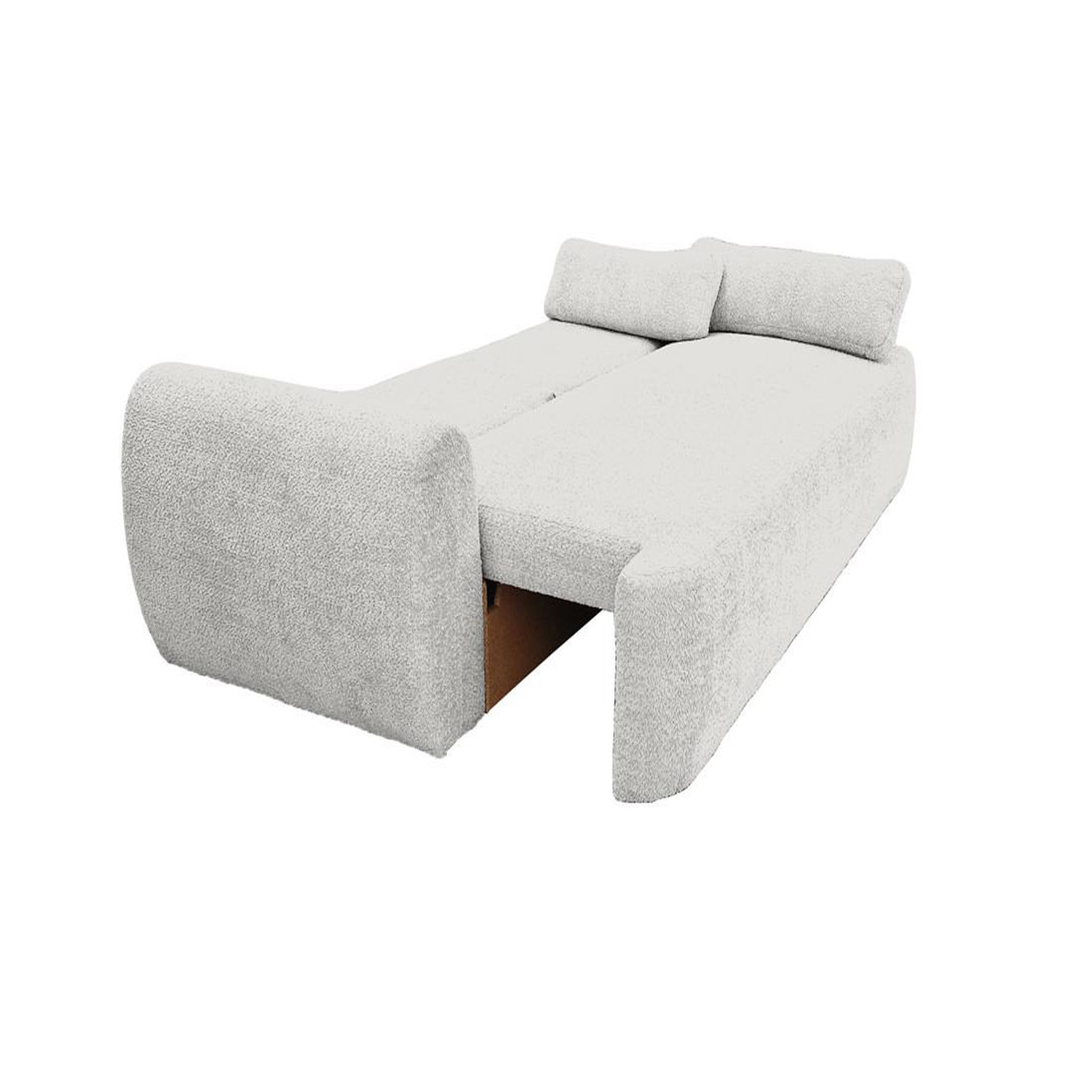 Voir la diapositive 2 : BEST MOBILIER Mahina - canapé droit 3 places - convertible avec coffre - en tissu bouclette