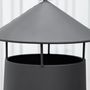 Voir la diapositive 6 : OUTSUNNY Brasero cheminée d'extérieur H.133 Ø 45 cm tisonnier large foyer - espace de rangement pour bûches - métal noir
