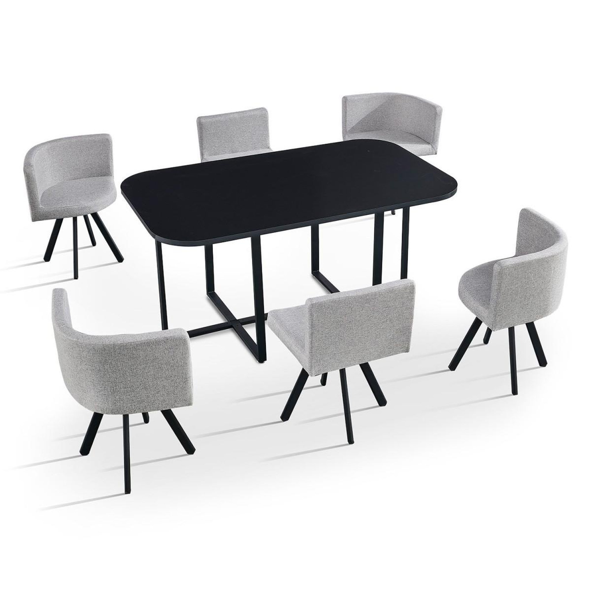 Voir la diapositive 4 : Paris Prix Ensemble Table & 6 Chaises  Oslo  150cm Noir & Gris