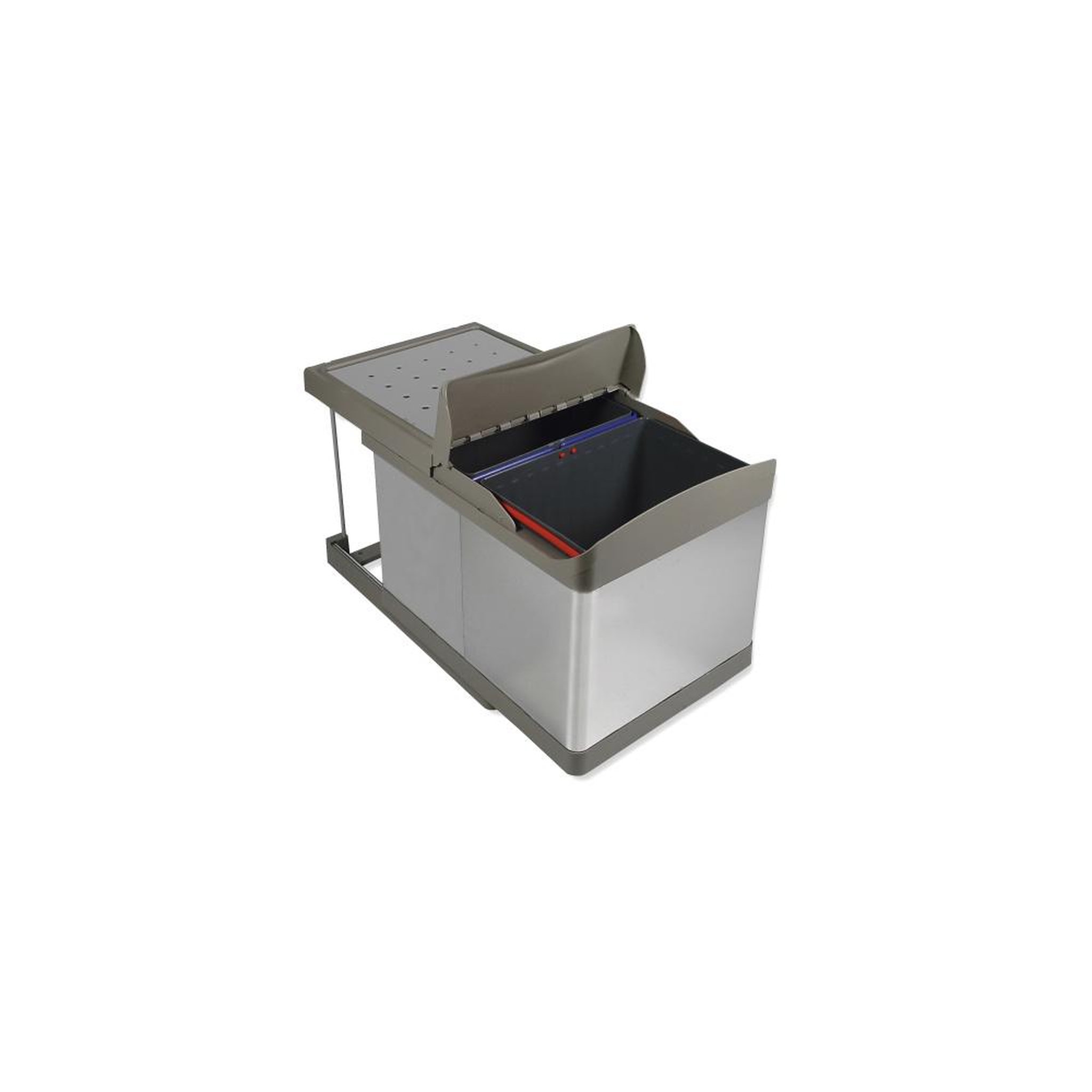 EMUCA SRL Bac de tri sélectif à fixation inférieure et extraction automatique dans module de cuisine 2x16litres -  Plastique et acier inoxydable