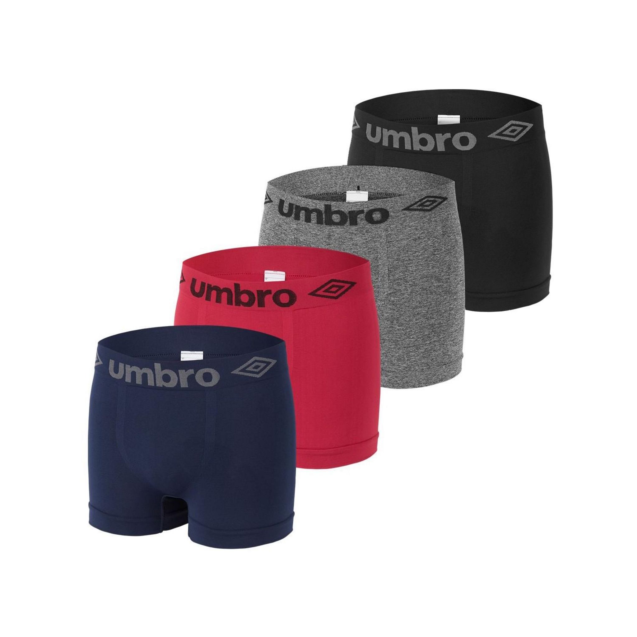 UMBRO Lot de 4 Boxers homme sans couture. Coloris disponibles : Noir