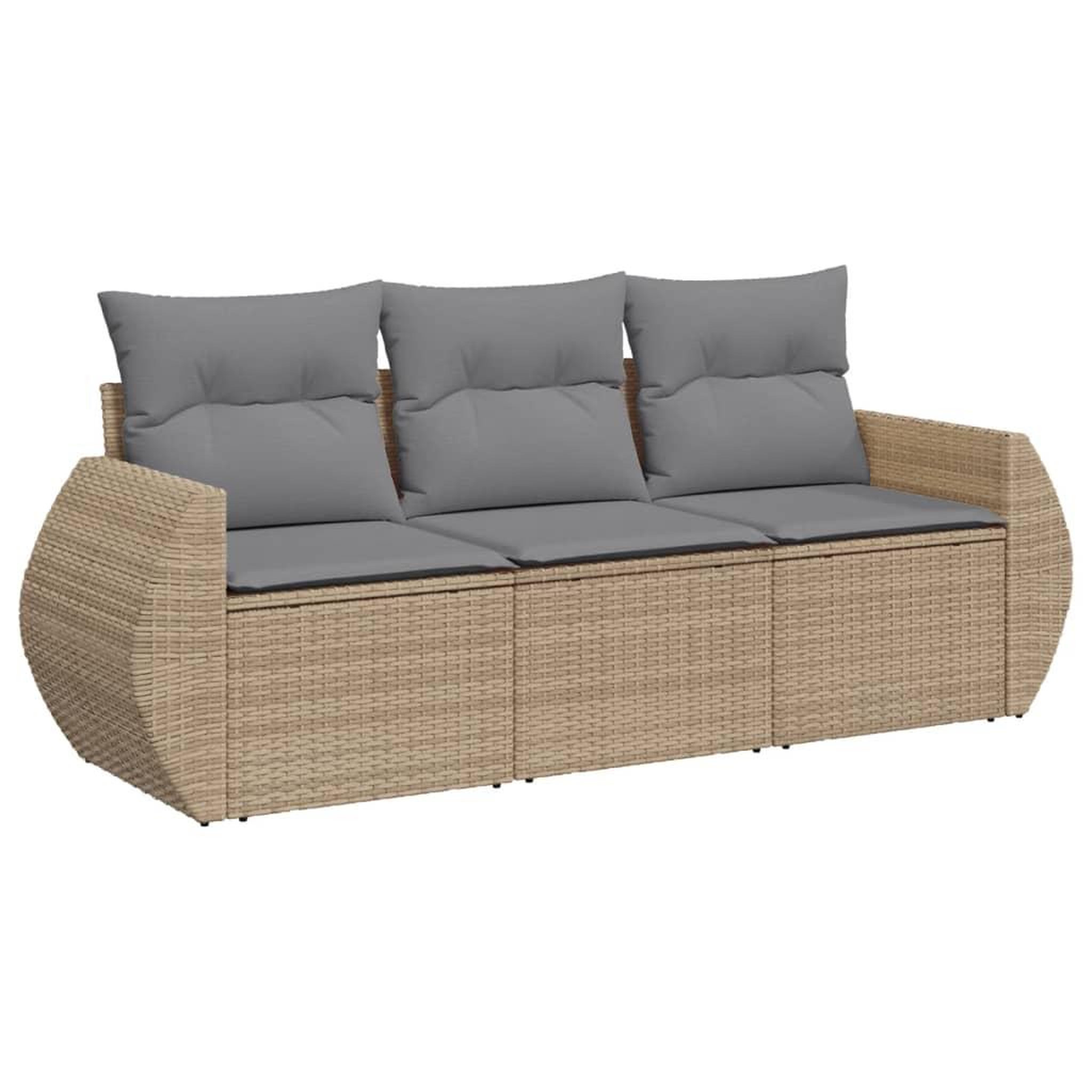 Voir la diapositive 2 : VIDAXL Salon de jardin avec coussins 3 pcs beige resine tressee