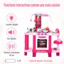 HOMCOM Cuisine pour enfant recettes jeu d'imitation 38 accessoires inclus sons et lumières polypropylène rose