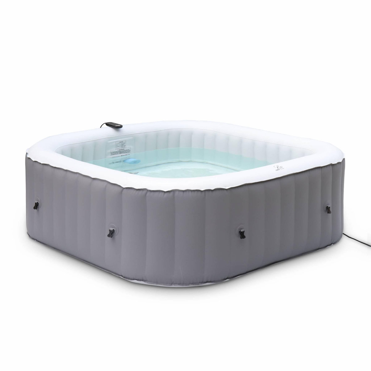 SWEEEK Spa MSPA gonflable carré – Fjord 6 - 6 places.  système anti-gel et désinfection UVC + bâche. 185cm. PVC. pompe. chauffage. gonfleur. filtre