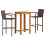 Voir la diapositive 2 : VIDAXL Ensemble de bar de jardin 3 pcs marron bois massif acacia rotin