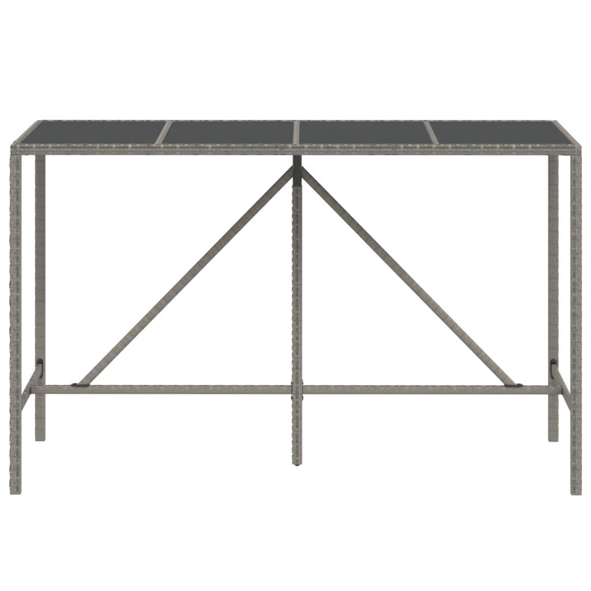 Voir la diapositive 3 : VIDAXL Table de bar et dessus en verre gris 180x70x110 cm poly rotin