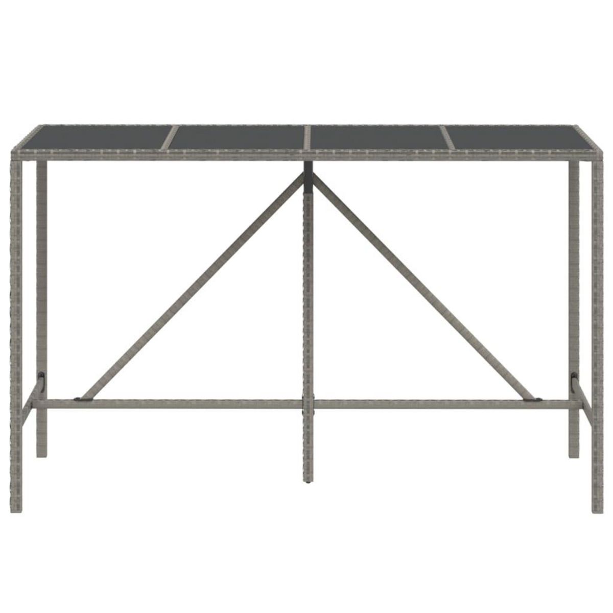 VIDAXL Table de bar et dessus en verre gris 180x70x110 cm poly rotin