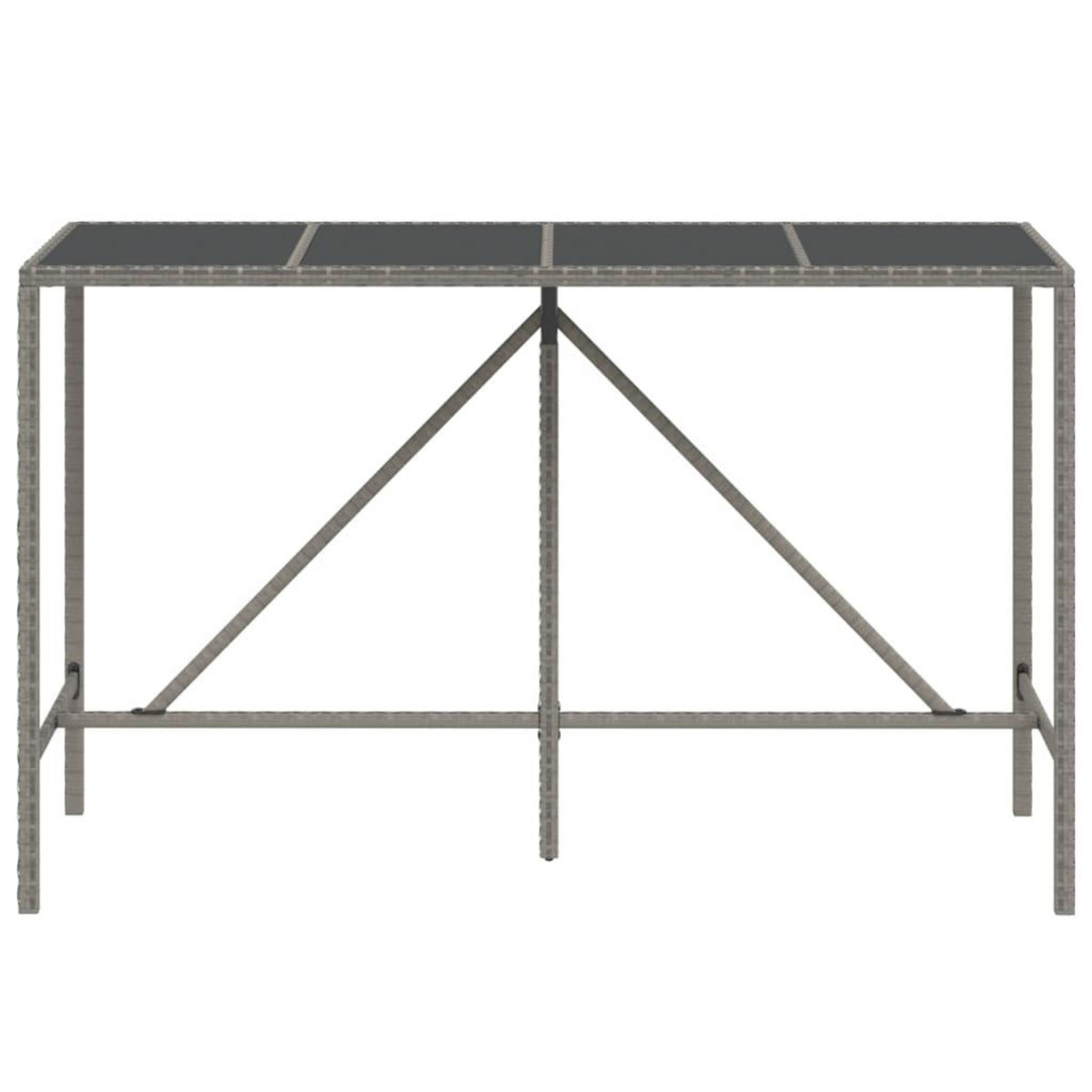 VIDAXL Table de bar et dessus en verre gris 180x70x110 cm poly rotin